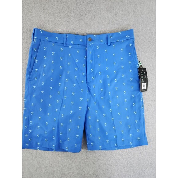 Walter Hagen Men Flat Front Performance 11 Golf Shorts Blue Palms SZ 35 MSRP $70 - Picture 4 of 9